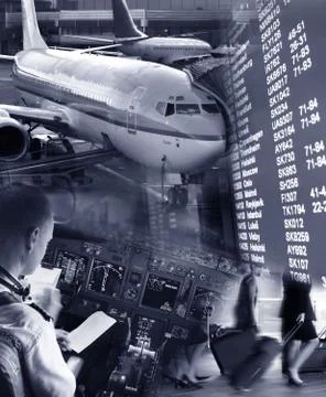 Collage of airport Stock Illustration