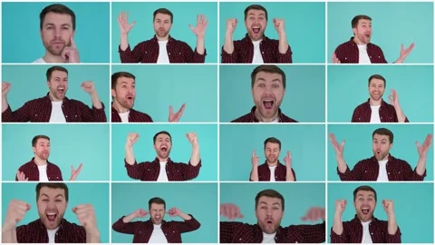 Collage with animation about emotions. D... | Stock Video | Pond5