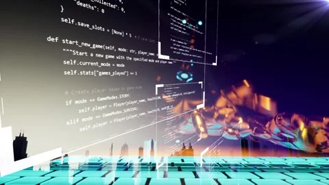 Collage animation with AI robot cyborg working and typing on virtual Stock-Footage 333840868