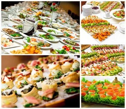 Collage of appetizers Stock Photos