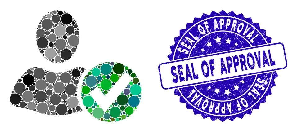 Collage Apply User Icon with Grunge Seal of Approval Stamp Illustrazione stock