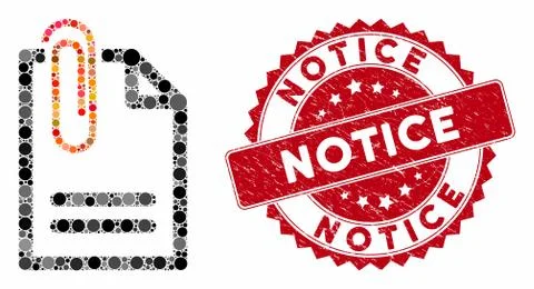 Collage Attach Document with Distress Notice Seal Stock Illustration