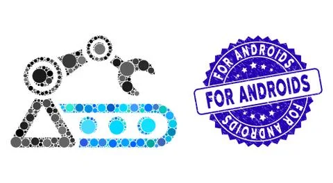 Collage Automatic Conveyor Icon with Textured For Androids Seal 스톡 일러스트