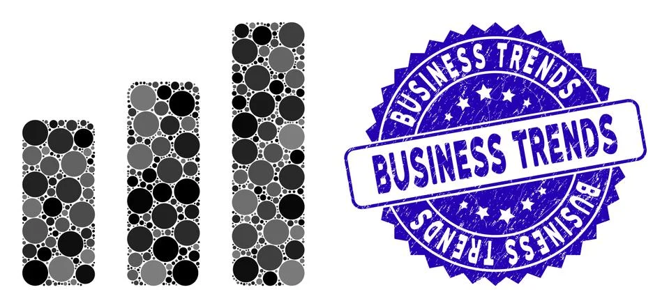 Collage Bar Chart Increase Icon with Distress Business Trends Stamp Stockillustratie