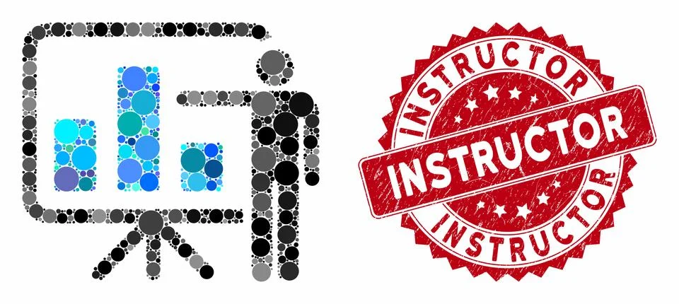 Collage Bar Chart Presentation with Textured Instructor Seal Stock Illustration