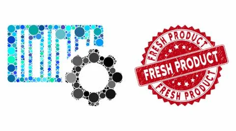 Collage Bar Code Settings with Textured Fresh Product Seal Illustrazione stock