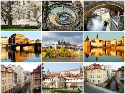 Collage beautiful prague Stock Photos