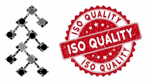 Collage Binary Tree with Scratched ISO Quality Seal 스톡 일러스트