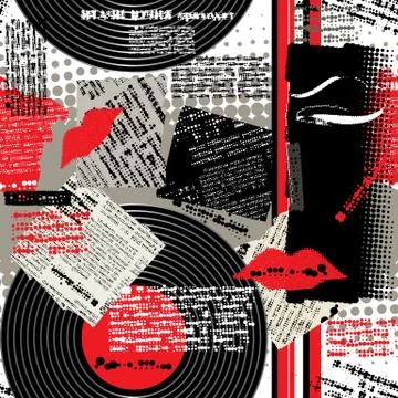Collage black-white-red Illustrazione stock