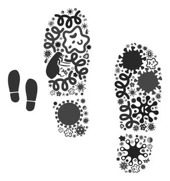 Collage Boot Footprints Icon of Infectious Microbes イラスト素材