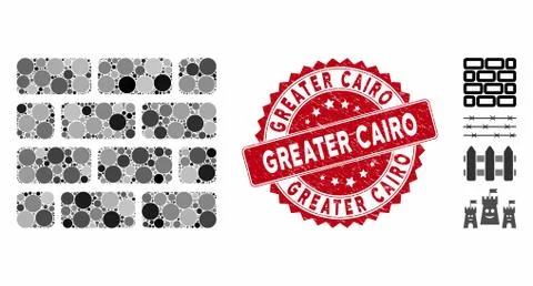 Collage Brick Wall Icon with Distress Greater Cairo Seal Stock Illustration