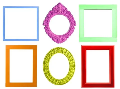Collage with bright frames on white background Stock Photos