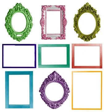 Collage with bright frames on white background Stock Photos