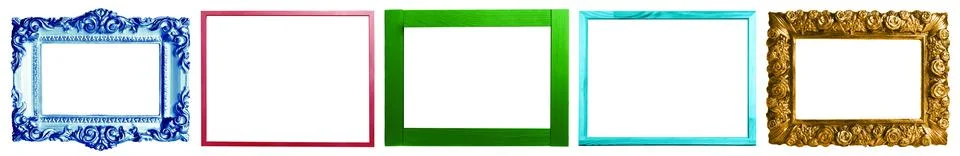 Collage with bright frames on white background Stock Photos