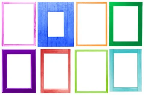 Collage with bright frames on white background Stock Photos