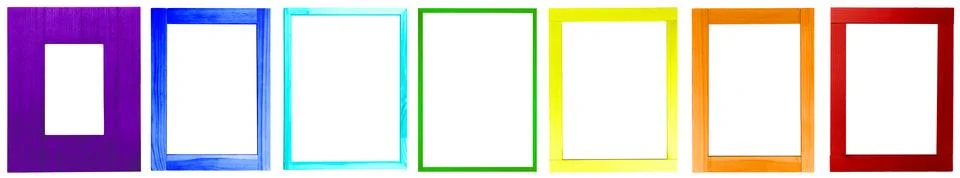 Collage with bright rectangular frames on white background Stock-Fotos