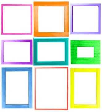 Collage with bright rectangular frames on white background Stock Photos