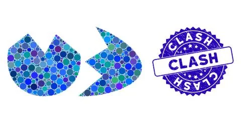 Collage Broken Eggshell Icon with Grunge Clash Stamp 스톡 일러스트