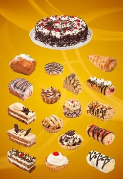 Collage of cakes Stock Photos