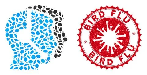 Collage Call Center Operators Icon with Coronavirus Scratched Bird Flu Stamp 스톡 일러스트