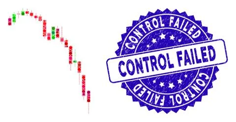 Collage Candlestick Falling Acceleration Chart Icon with Grunge Control Failed Illustrazione stock