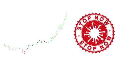Collage Candlestick Graph Growth Acceleration Icon with Coronavirus Distress 스톡 일러스트