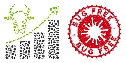 Collage Cattle Chart Grow Up Icon with Coronavirus Grunge Bug Free Seal Stock Illustration