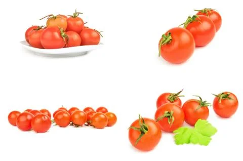 Collage of cherry isolated on a white background Foto stock