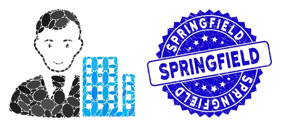 Collage City Architect Icon with Textured Springfield Seal Ilustração Stock