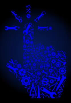 Collage Click of Service Tools in Blue Colors Illustrazione stock