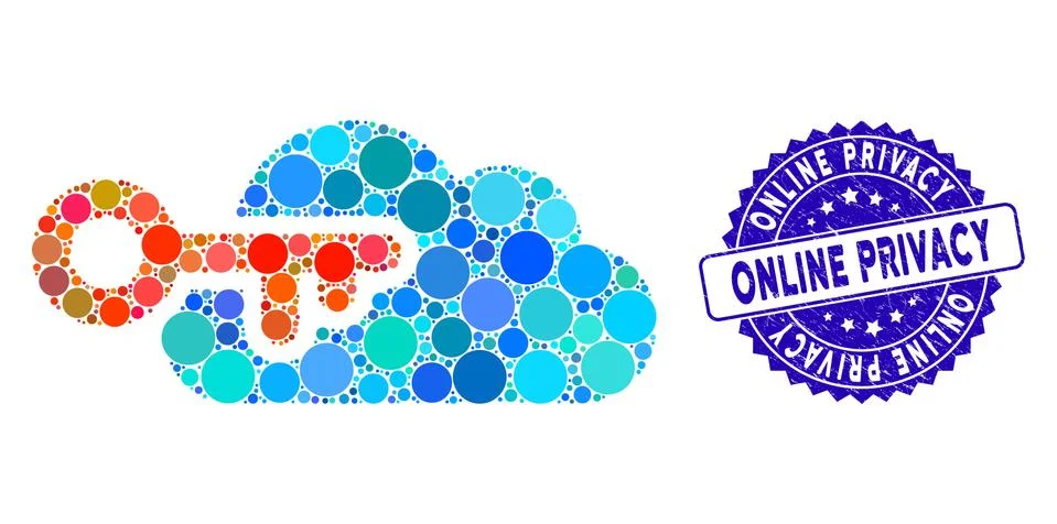 Collage Cloud Access Icon with Grunge Online Privacy Seal Stock Illustration