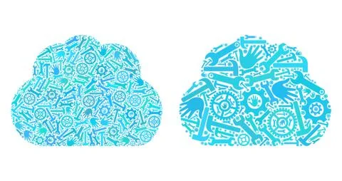 Collage Cloud Icons of Repair Tools Stock Illustration