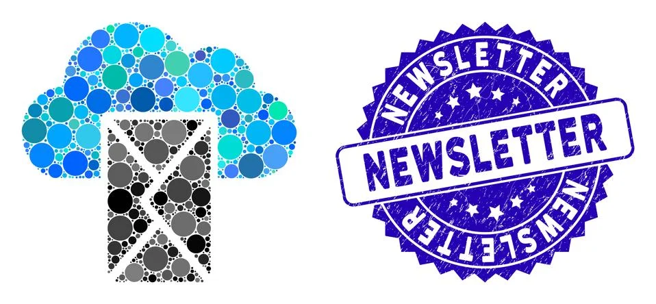 Collage Cloud Mail Icon with Textured Newsletter Stamp Illustrazione stock