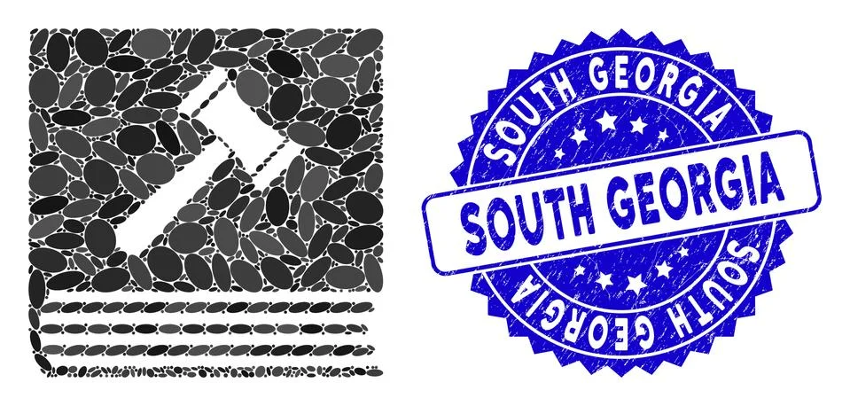 Collage Code of Conduct Icon with Distress South Georgia Stamp Stock Illustration