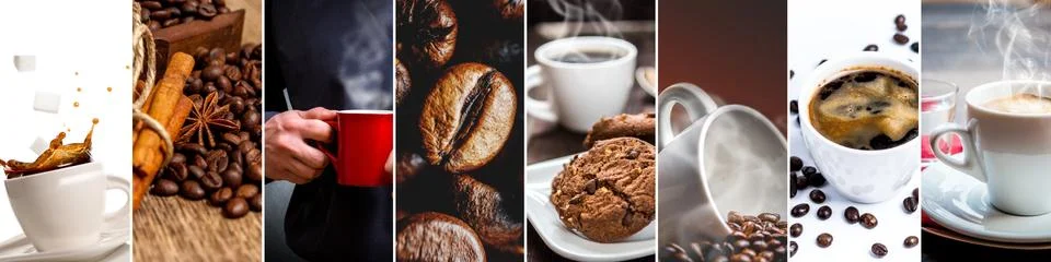 Collage of coffee Stock Photos