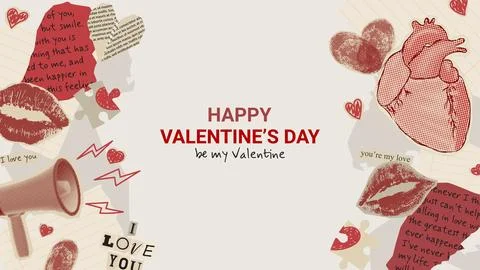 Collage composition for Valentine's Day Stock Illustration