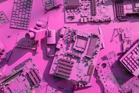 Collage of computer components Foto stock