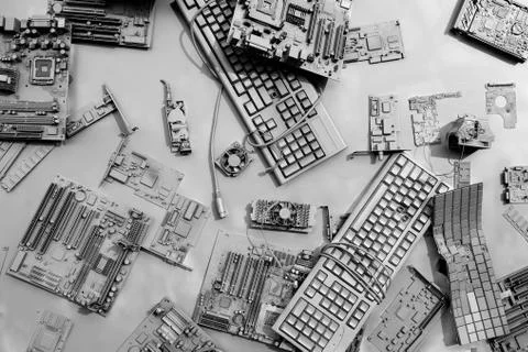 Collage of computer components Stock Photos