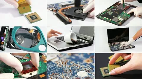 Collage of computer (laptop) hardware and components Stock-Footage 18707777