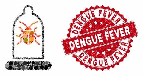 Collage Condom Bug with Grunge Dengue Fever Stamp Stock Illustration