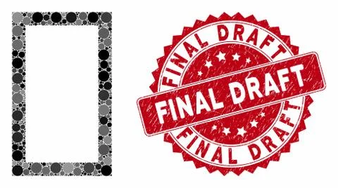 Collage Contour Rectangle with Grunge Final Draft Seal Stock Illustration