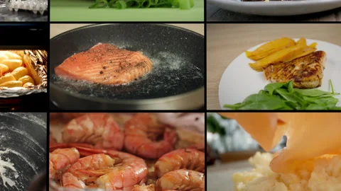 Collage of cooking at home. Stock Footage 307074578