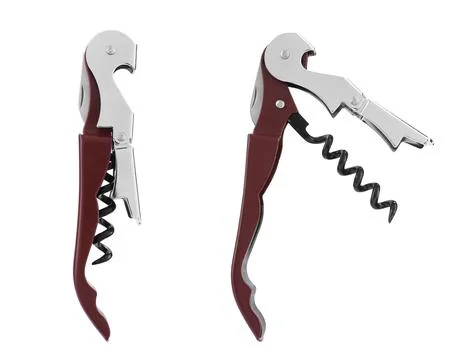 Collage with corkscrew (sommelier knife) on white background Photos