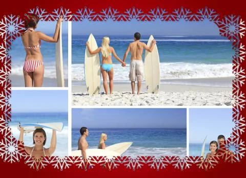 Collage of couple on the beach Ilustração Stock