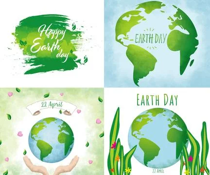Collage of creative illustrations dedicated to Earth day Stock Illustration