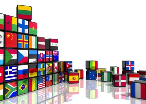 Collage from cubes with flags Stock Illustration