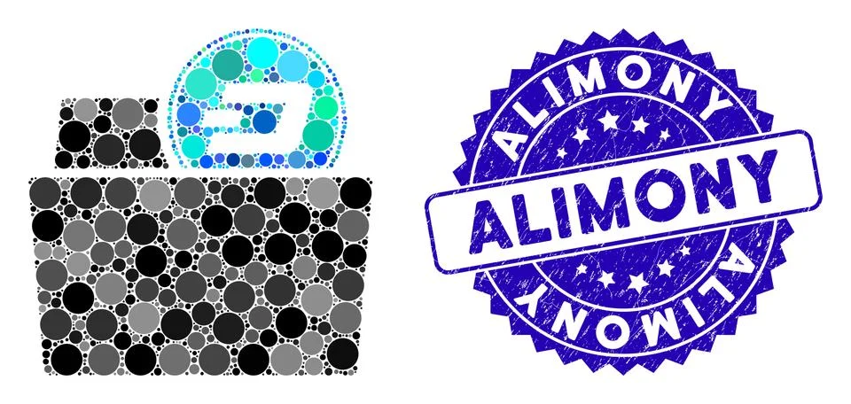 Collage Dash Folder Icon with Textured Alimony Stamp Stock Illustration