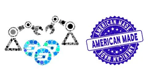 Collage Dash Mining Robotics Icon with Textured American Made Seal Illustrazione stock