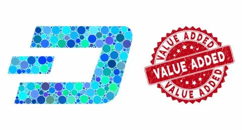 Collage Dashcoin with Scratched Value Added Seal 스톡 일러스트