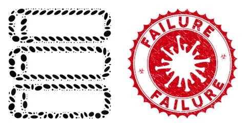 Collage Database Icon with Coronavirus Distress Failure Seal 스톡 일러스트
